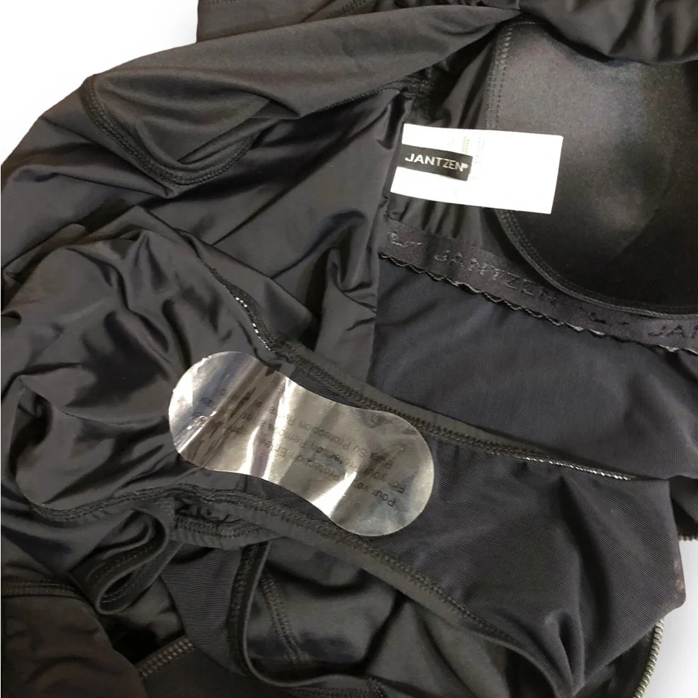 JANTZEN Black Cap Sleeve Sporty Zip Front Paddle-suit